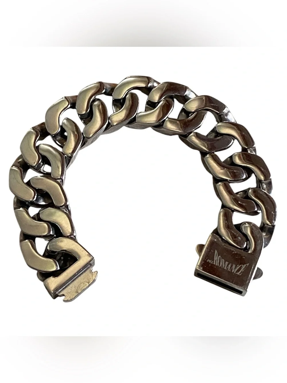 Rare Romance stainless steel chunky Cuban link unisex bracelet 7in